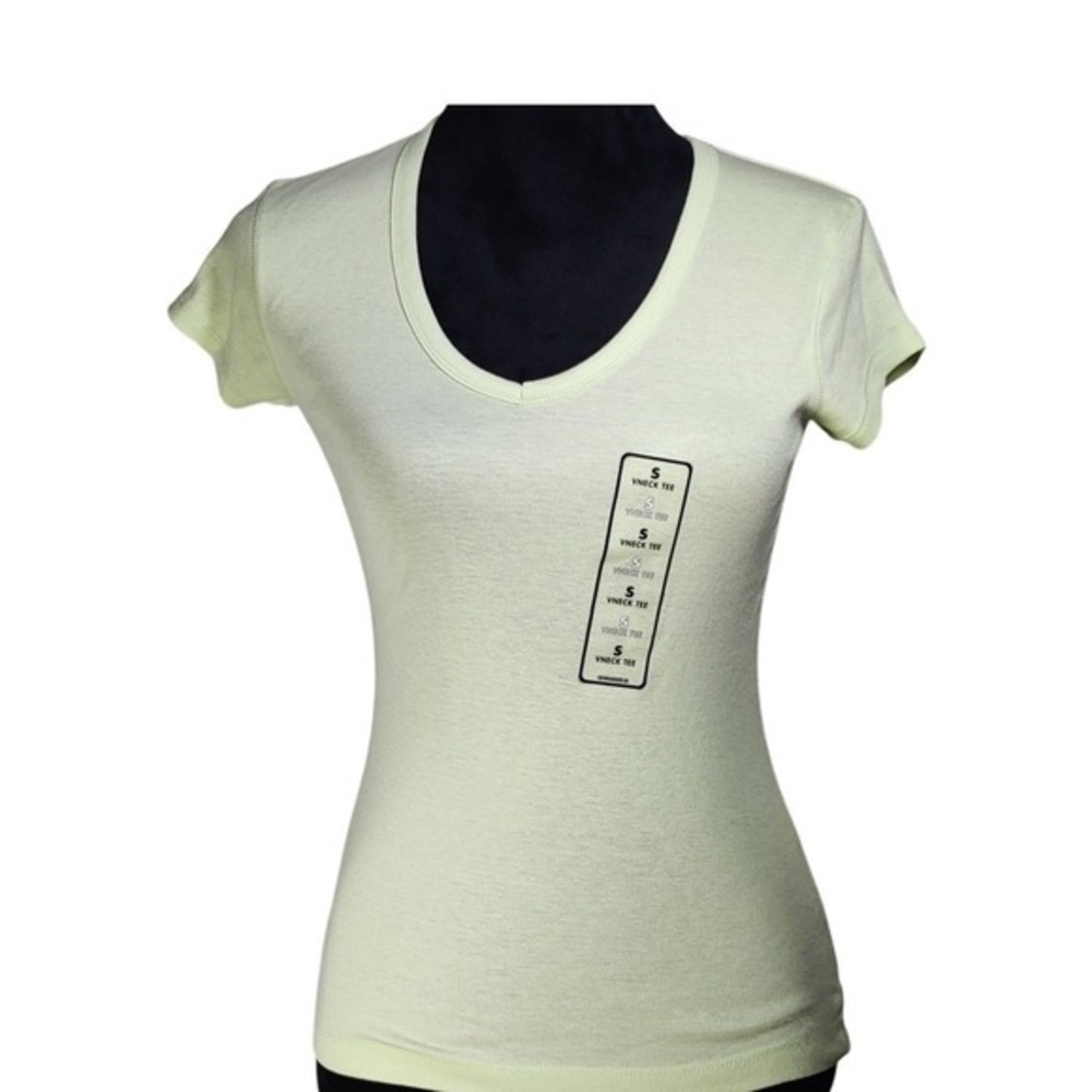 Route 66 Women's V Neck Tee Short Sleeve Soft Cotton Modal‎ Light Yellow